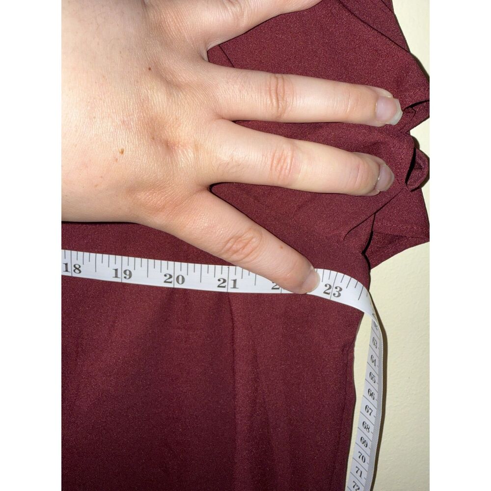 Lands' End Burgundy Pleated Surplice V-Neck Blouse 1X Plus Size Short Sleeve - Picture 8 of 9
